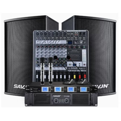 斯維基尼HY-600音響（10英寸號角音箱2只，8路專業(yè)調(diào)音臺臺，600w純后級功放臺，一拖四雙手持雙鵝頸話筒1套）